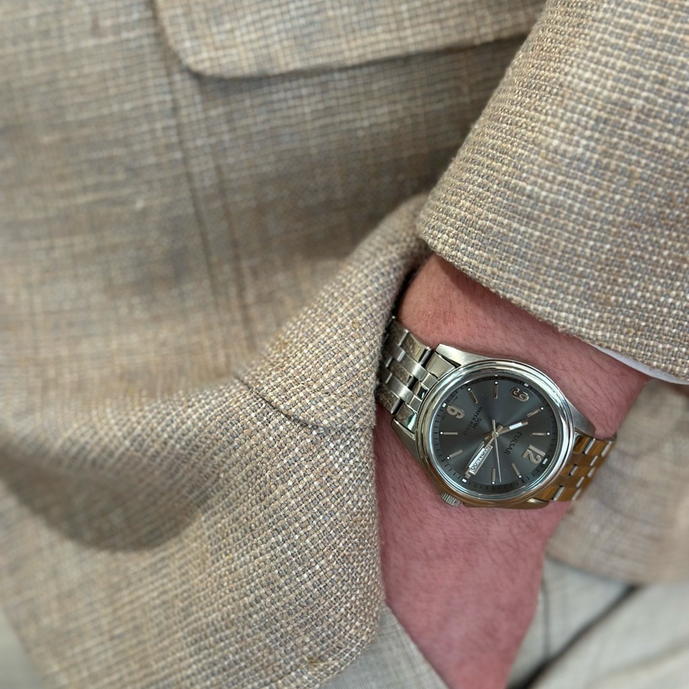 Classic Men’s Pulsar Silver Watch with Slate Dial